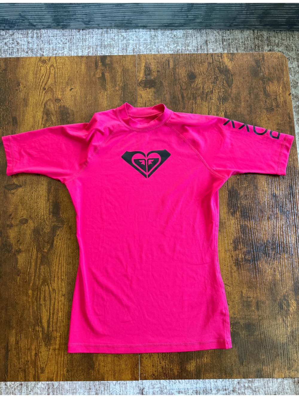 Roxy Girls' Hot Pink Logo Rash Guard Top